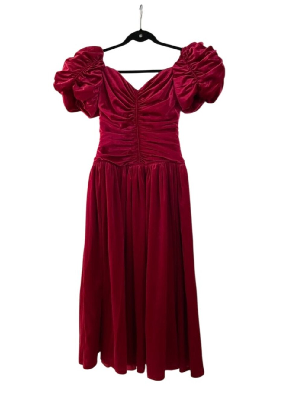 Alyce Designs Vintage 80s Magenta Pink Velvet Off Shoulder Formal Party Dress 10